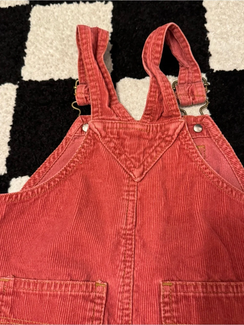 Vintage Baby Gap Blue Jeans Red Corduroy Overalls Size 12-18 M